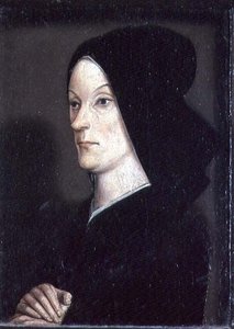 A Matheron-diptichon: Jeanne de Laval (†1498) portréja, I. René I. Jó (1409-80) második feleségének jobb oldali táblája (lásd még: 94914)